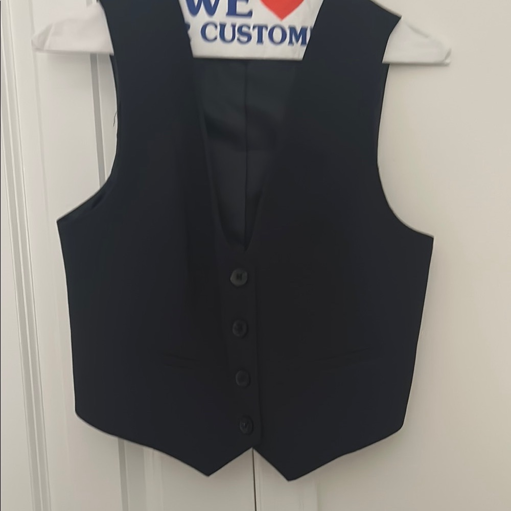 Zara Navy Button-Up Vest - Size XS